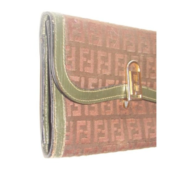 Fendi Dark Brown Small 'F' Logo Canvas Tri-Fold - Picture 6 of 12